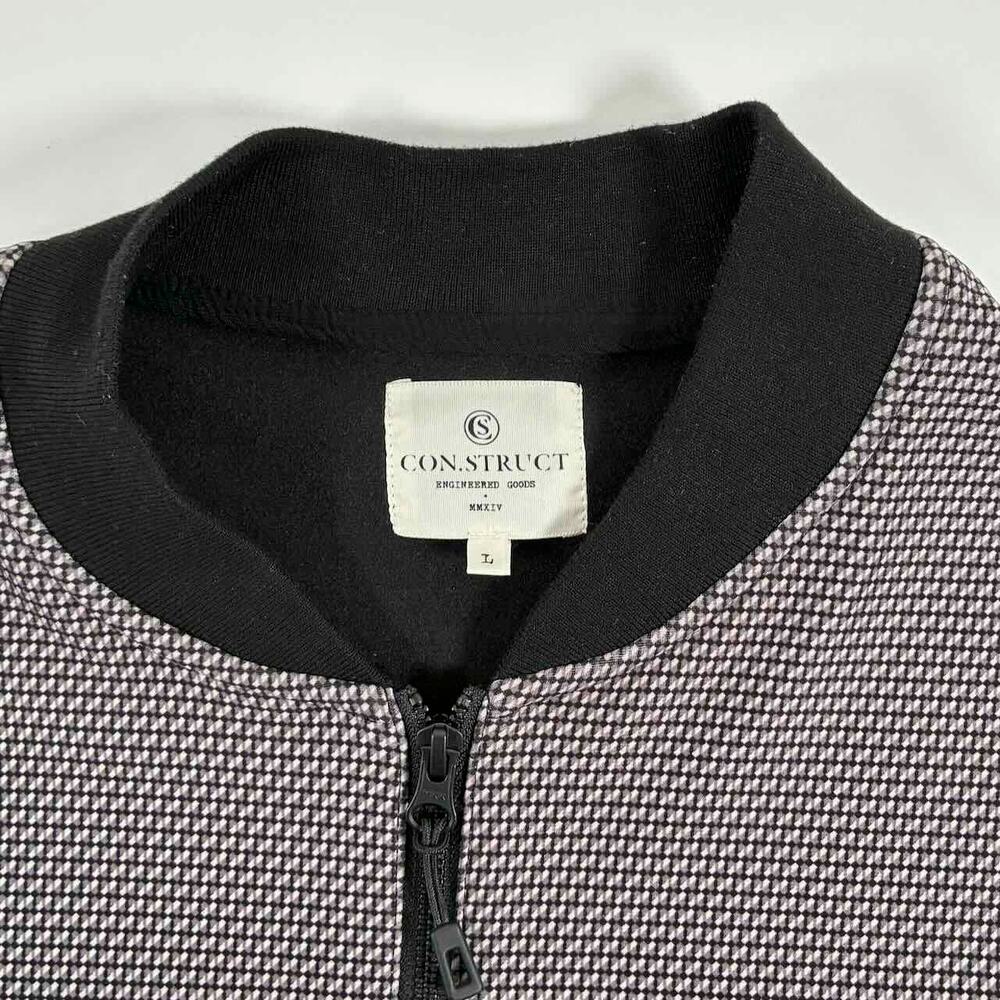 Con.Struct Men's Gray & Black Micro Print Full Zip High Collar Vest - Size L